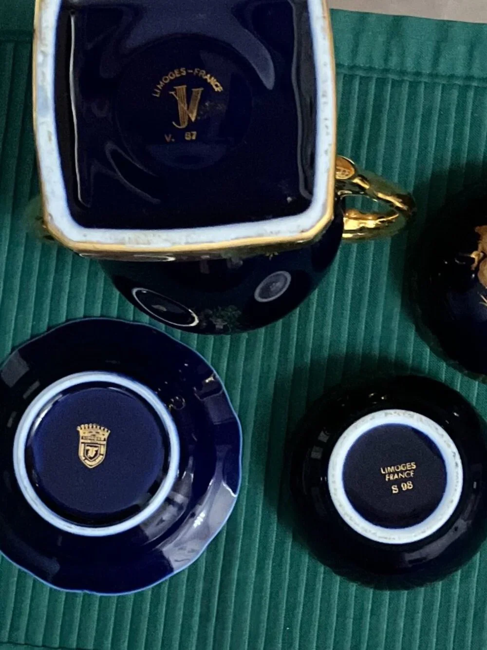 Limoges Set, Courting Couple Cobalt Blue/Gold